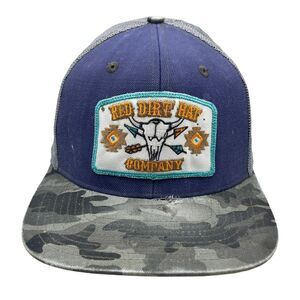 Red Dirt Hat Company Buffalo Skull Trucker Snapback Distressed Camo Hat